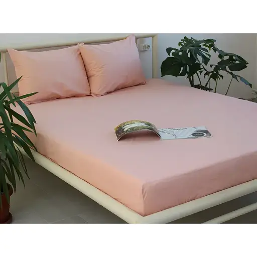 Простыня на резинке с наволочками TAG Tekstil Pale Blush 180х200х20 см 000224314