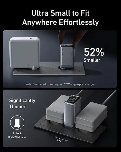 Сетевое зарядное устройство Anker GaNPrime Charger - 100W 2xUSB-C PD & 1xUSB-A Foldable Silver (7089458) - фото 6