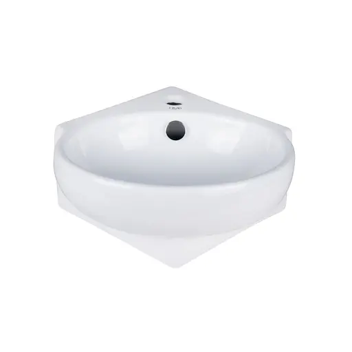 Умивальник Qtap Leo N підвісний угловая овальний 380x360x130 мм White + донний клапан PU02O, Білий - фото 3