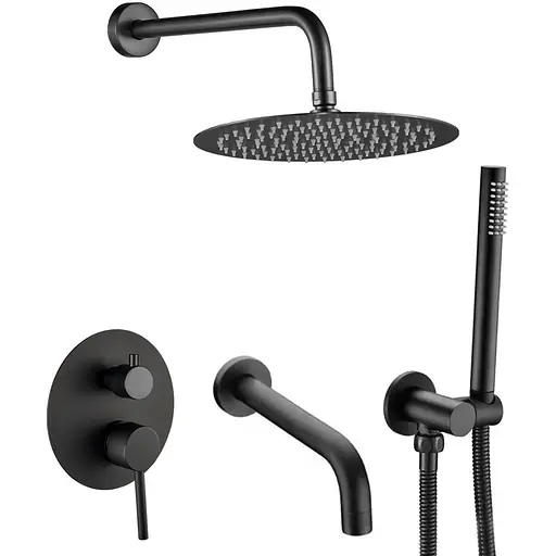 Душова система з виливом VBI Milano black прихованого монтажу VBI-050110BL, Чорний матовий - фото 1