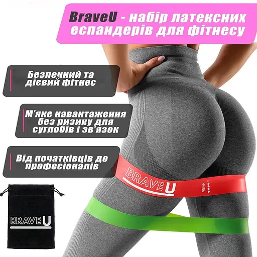 Резинки для фітнесу BraveU спортивні набір еспандер 5 шт - фото 4