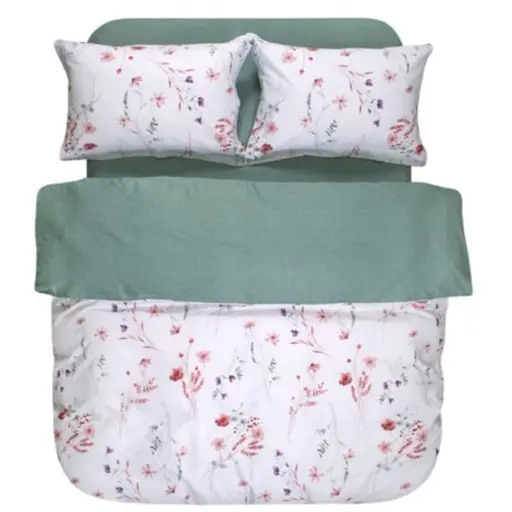 Постельное белье Lotus Home Umana сатин евро бело-зеленое (svt-2000022346542)