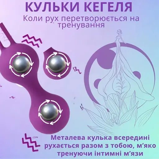 Набор вагинальных шариков I’MCUM Kegel Ball Силиконовые Фиолетовые 3 шт (IM-KGE001) - фото 6