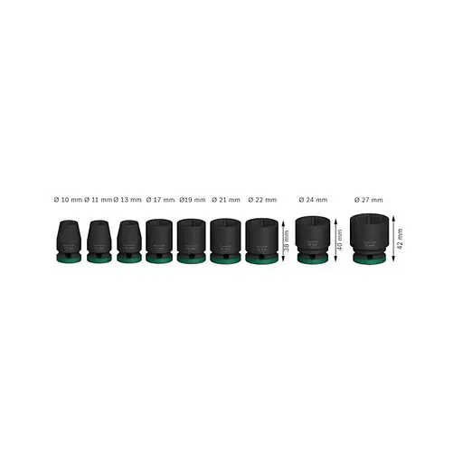 Набір ударних торцевих головок Bosch Professional Standart  1/2" 9 шт. (2.608.003.038) - фото 2