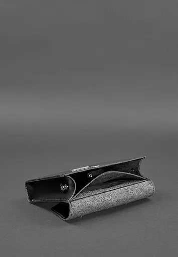 Жіноча шкіряна сумка поясна / кроссбоді Mini чорна - фото 5