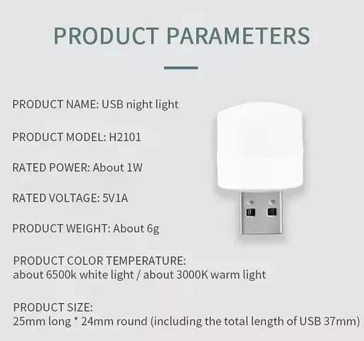 Портативна USB світлодіодна лампа-нічник із теплим (3000К) світлом, працює від Power Bank, та ін. ґаджетів 5В - фото 8