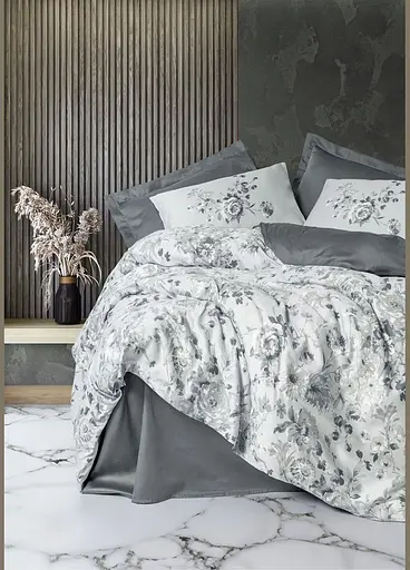 Комплект постельного белья евро 200х220 см. Moale - Grey сатин TC303375935