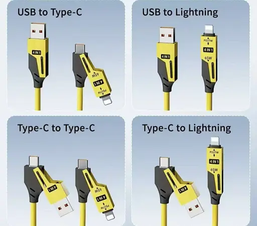 Универсальный кабель 65W + PD TYPE-C Lighting, USB 4-in-1  - фото 3