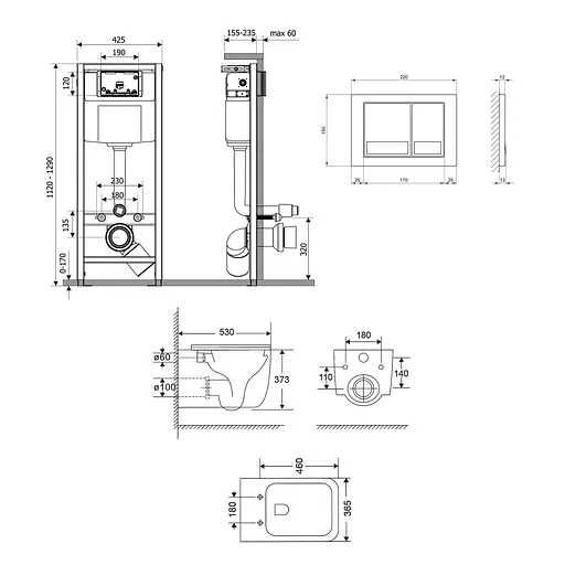 Подвесной унитаз Qtap Gemini Ultra Quiet + инсталляция Qtap Nest 4 в 1 (квадратная клавиша Satin), Белый - фото 2