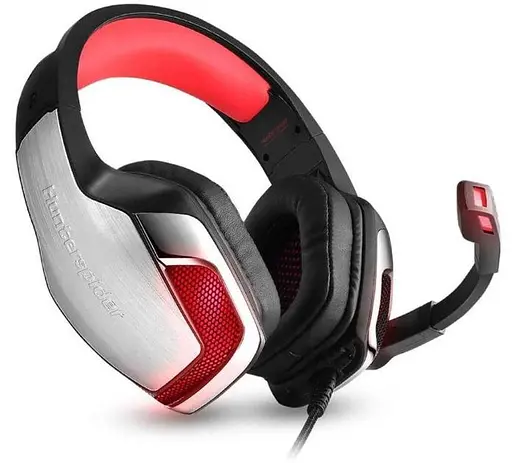 Дротова ігрова гарнітура Hunterspider Gaming with LED V4, USB, 3.5mm, 2.2m, silver - фото 5