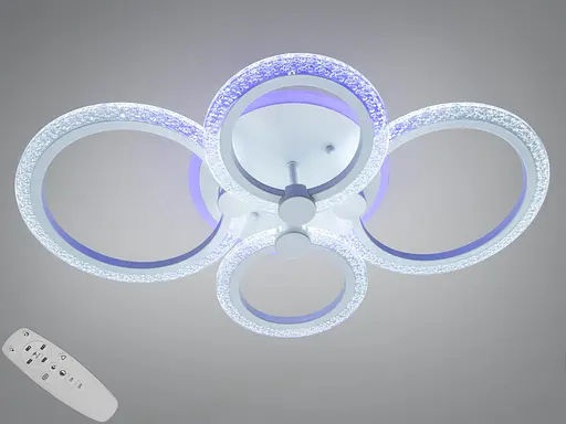 Стельова світлодіодна люстра з пультом, димером, 75 Вт, біла - фото 1