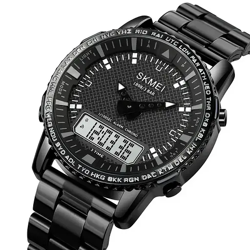 Чоловічий наручний годинник Skmei 1898 (Чорний з білим табло) - фото 2