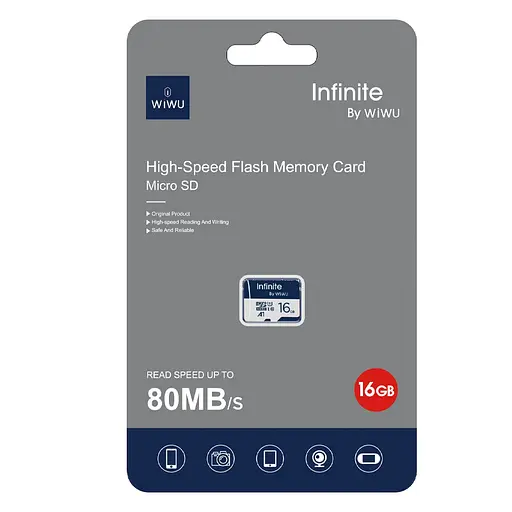 Карта памяти Wiwu Wi-FC004 Infinite Series (U1, C10) microSDXC Class 10, 16GB без адаптера Blue - фото 2