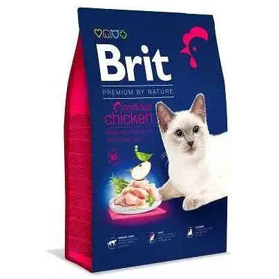 Сухой корм Brit Premium Cat by Nature Sterilised для стерилизованных кошек с курицей 8 кг - фото 1