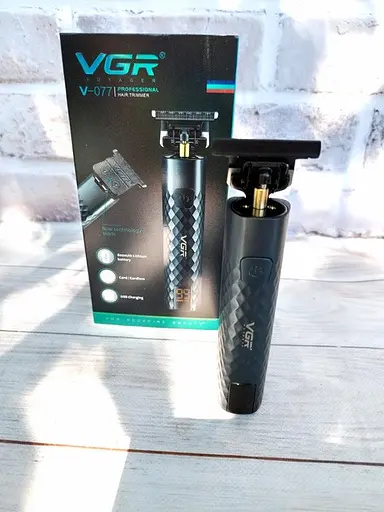 Бездротовий акумуляторний триммер роторна машинка для стрижки VGR V-077 5Вт змінні насадки Чорний - фото 10