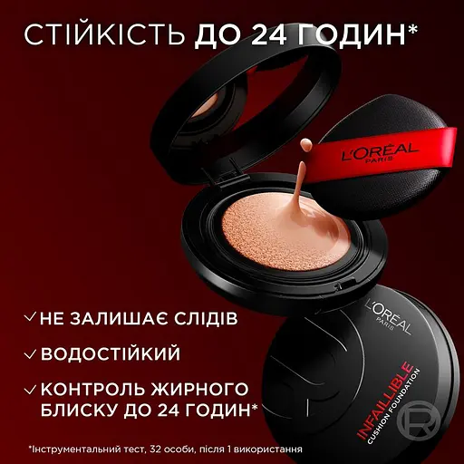 Тональна основа-кушон для обличчя L’Oréal Paris Infaillible Cushion відтінок N100 - фото 5