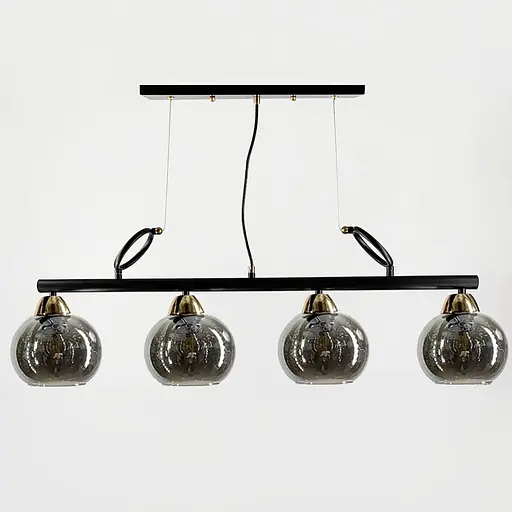 Видовжена люстра Лофт на 4 графітових плафони | Line F | Арт. YQ307/4 AB+BK+GR - фото 1