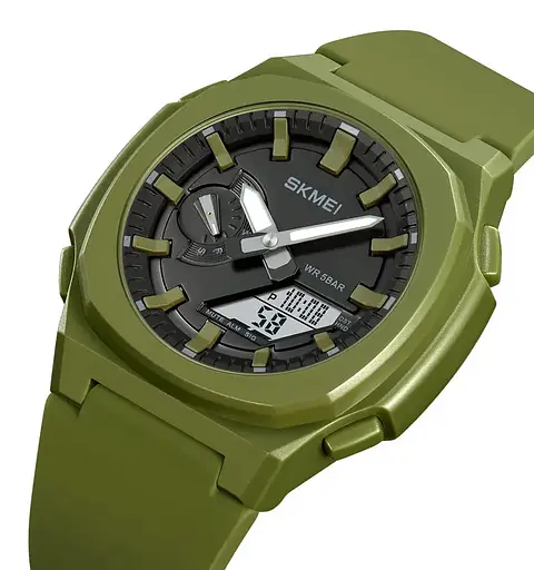 Часы мужские наручные Skmei 2091 (Зеленые с белым) - фото 2