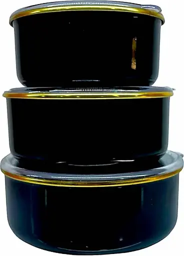 Набор эмалированных контейнеров O.M.S. Collection 10200 для еды 3 предмета Черный (Турция) - фото 2