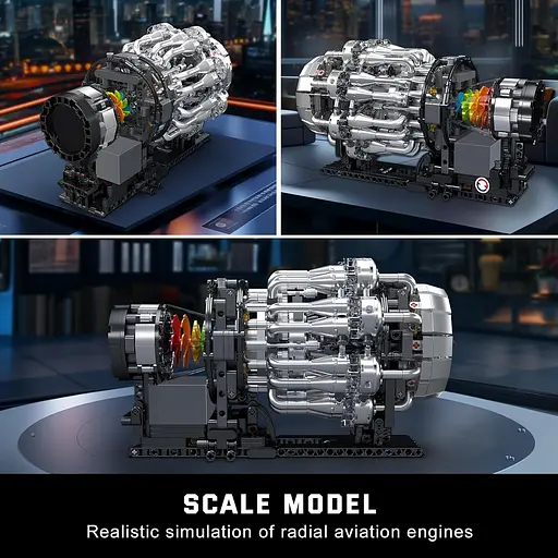 Конструктор двигун Mould King авіаційний турбореактивний Turbojet Engine Mechanical  моторозований дитячий мотор 1247 деталей - фото 6