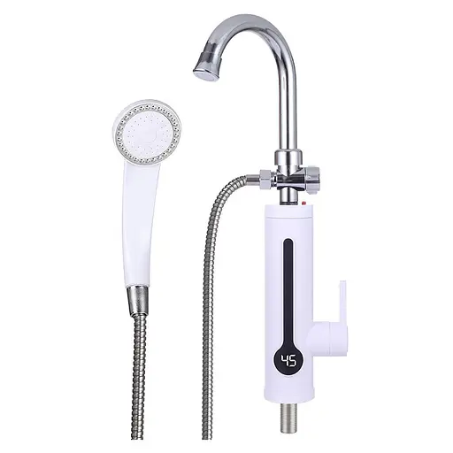 Проточный водонагреватель для ванны поворотный излив датчик температуры термопредохран. 3,3 кВт белый Wezer SDR-B8TR - фото 1