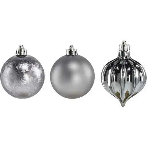 Комплект елочных шариков Chomik пластиковые 6 см серые 9 шт. (GIF7320) - фото 2