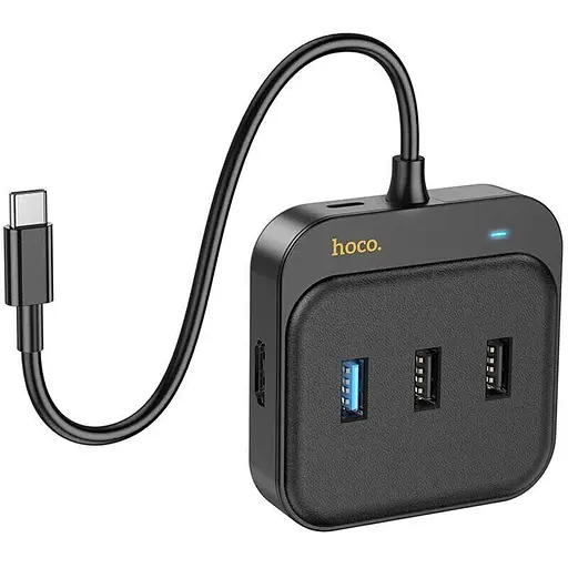 Конвертер хаб Hoco HB38 Easy link 7-in-1 Multiport адаптер (HDTV + SD / TF + Usb3.0 + Usb2.0x2 + PD 100 W) - фото 2