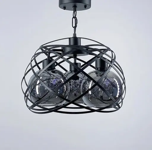 Современная люстра в стиле Loft на три стеклянных плафона Line.F Цвет плафона Янтарный - фото 3