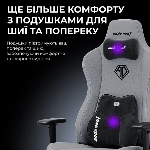 Крісло ігрове Anda Seat Novis Plus XL Dark Grey Fabric (AD23YC-XL-01-GB-F-G04) - фото 15