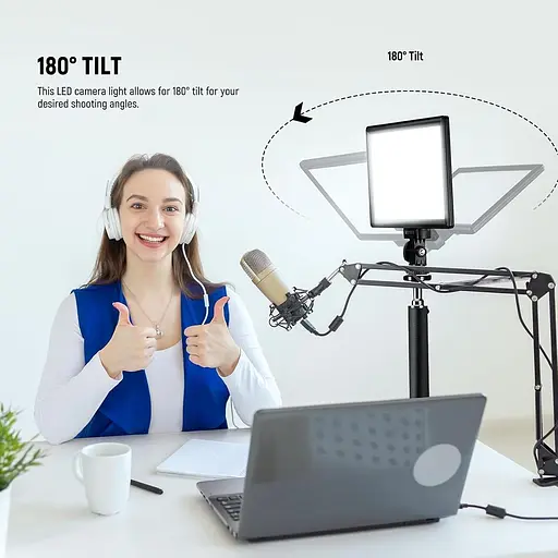 NEEWER 9-дюймовая светодиодная видеосветовая панель, затемненая DSLR-камера с мягким освещением с мини-настольной подставкой - фото 3