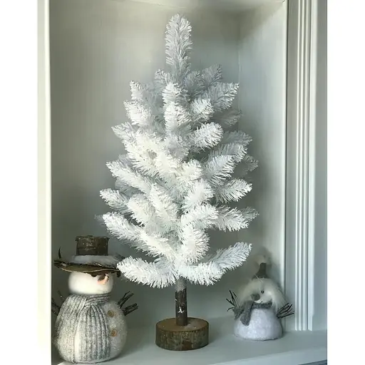 Ялинка штучна Hvoya Elegant настільна 65 см на пеньочку біла зі снігом - фото 5