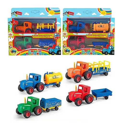 Набор тракторов 28495 "Синій Трактор" 28495, металлопластик, 2шт с прицепами, в коробке (6945672024104) Микс - фото 1