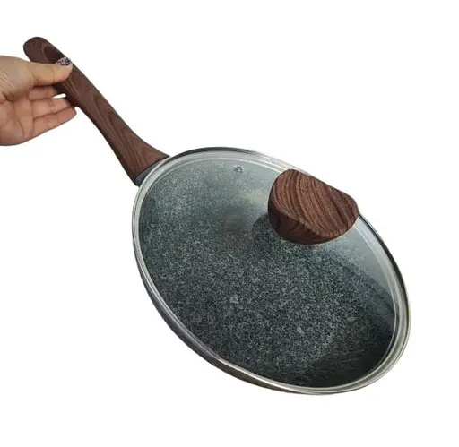 Універсальна сковорода Rainberg RB-752 з антипригарним мармуровим покриттям 28 см з кришкою - фото 1