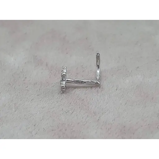 Золотая серьга-пирсинг Астор в нос Цветок с бриллиантами. 1122434Р_Б - фото 4