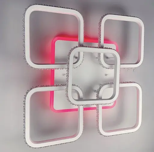 Стельова світлодіодна люстра в корпусі білого кольору з RGB підсвіткою | Арт. A 77073/4+1 RGB WT | Line F - фото 6