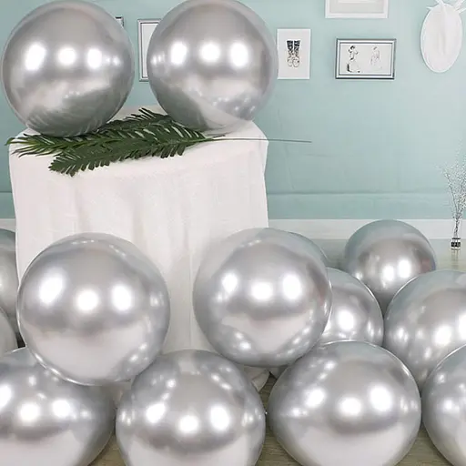 Шарик воздушный латексный 30 см (50) металлик серебро, IDEA7-DL-033 - фото 3