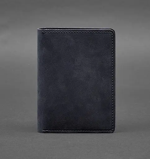 Кожаная обложка-органайзер для документов 6.1 синий Crazy Horse - фото 1