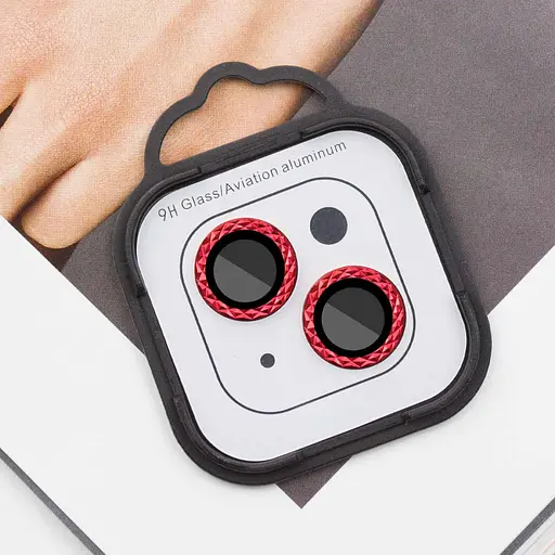 Захисне скло Epik Metal Shine на камеру у упак. для Apple iPhone 15, 6.1/15 Plus 6.7 Червоний/Red - фото 2