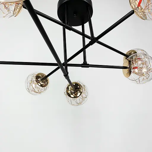 Черная LED люстра на 8 прозрачных плафонов со встроенными светодиодами Line.F K 26/8 BK - фото 6