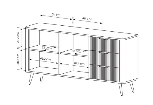Комод Perfect Home Ланте / Lante 2-дверний з 3 шухлядами і чорними ніжками 2D3S/163 Чорний (PFH-091115) - фото 4