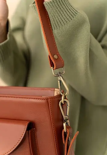 Жіноча шкіряна сумка Stella світло-коричнева - фото 7