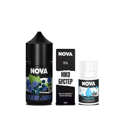 Набор компонентов для самозамеса солевой заправки Nova 30 мл BLUEBERRY CURRANT Черника Смородина, 0-50 мг (18074) - фото 2