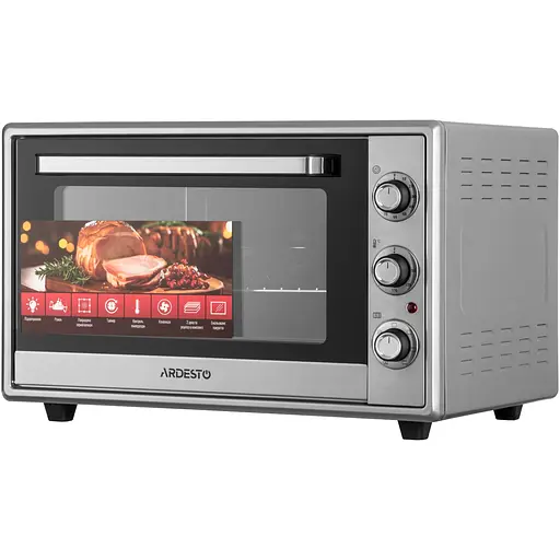 Піч електрична Ardesto 60 л, 2000 Вт, механіч., конвенція, подвійне скло, рожен, сірий - фото 1