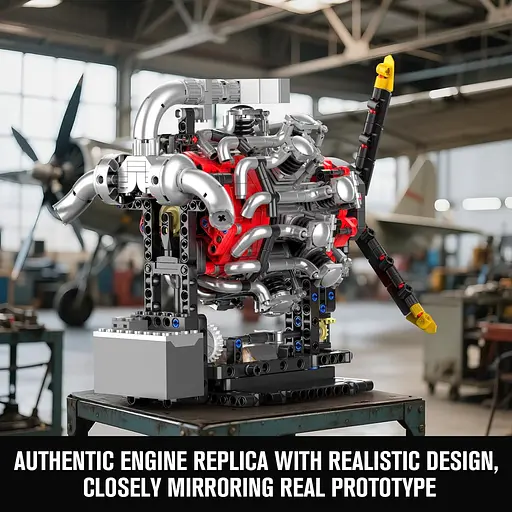 Конструктор двигун  Mould King авіаційний радіальний Radial Aviation Engine  моторозований дитячий мотор 1147 деталей - фото 6