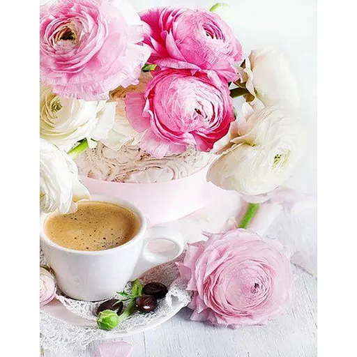 Алмазна мозаїка Strateg ПРЕМІУМ Ранкова кава без підрамника розміром 40х50 см (JSFH85899) - фото 1