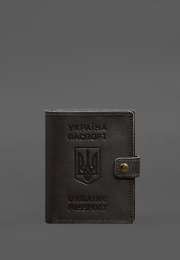 Кожаная обложка-портмоне на паспорт с гербом Украины 25.1 темно-коричневая - фото 2