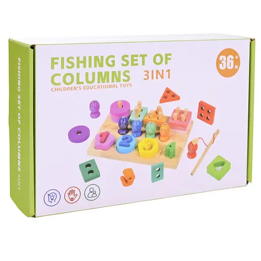 Детская деревянная игрушка "Пирамидка-сортер" Bambi C9416 рыбалка, вкладыши - фото 4