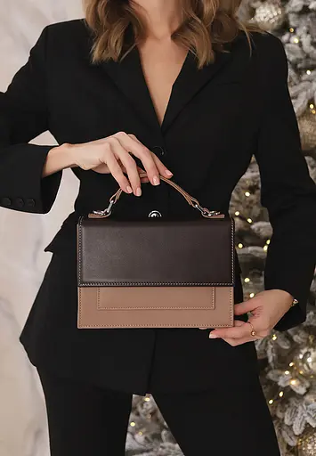 Жіноча шкіряна сумка Grace темно-коричневий/карамель - фото 2