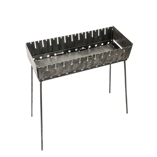 Розкладний розбірний мангал валіза дворівневий на 12 шампурів, Wood&Steel Чорний 82024 - фото 5