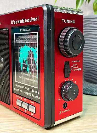 Радиоприемник Golon RX-006UAR радио MP3 USB MicroSD питание от сети батареек Красный - фото 5